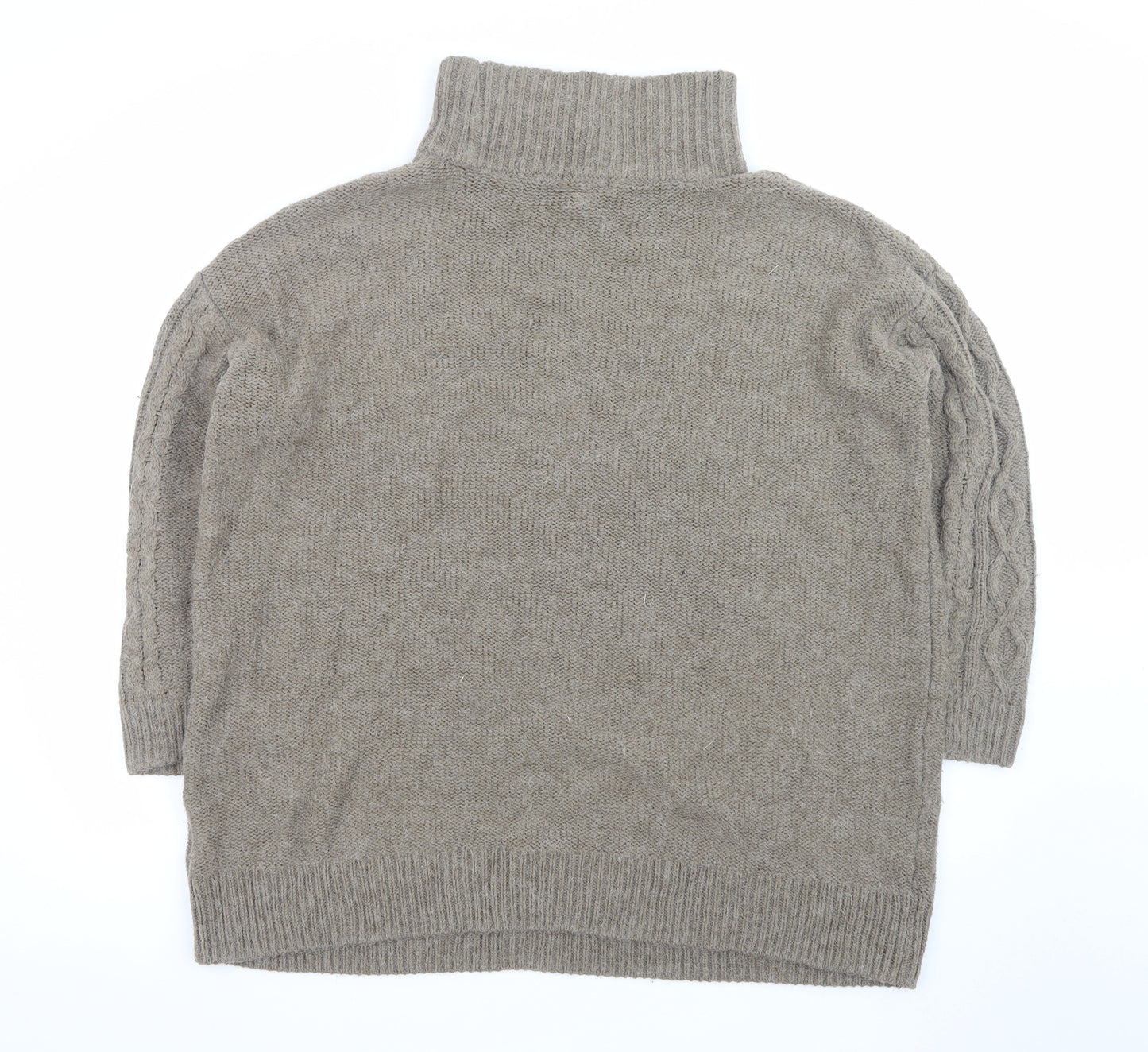 H&M Women’s Beige Cable-Knit Roll Neck Jumper XL Acrylic Blend