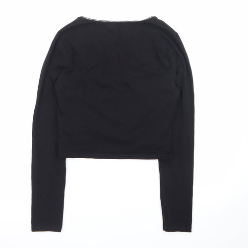 New Look Women's Black Long Sleeve Wrap Jersey Top Size 14
