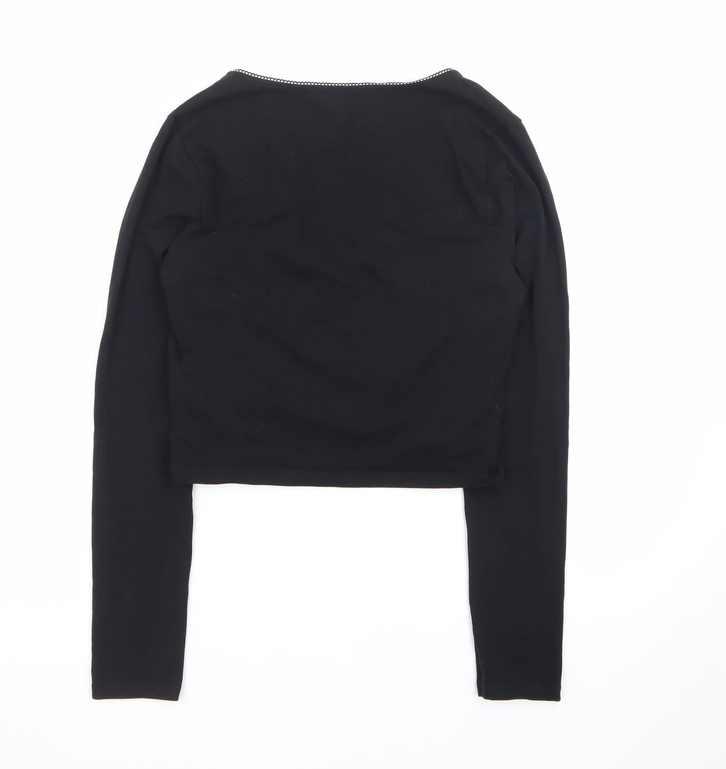 New Look Women's Black Long Sleeve Wrap Jersey Top Size 14