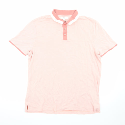 Marks and Spencer Men's Pink Cotton Polo Shirt XL Regular Fit