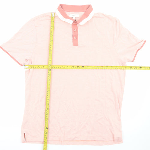 Marks and Spencer Men's Pink Cotton Polo Shirt XL Regular Fit