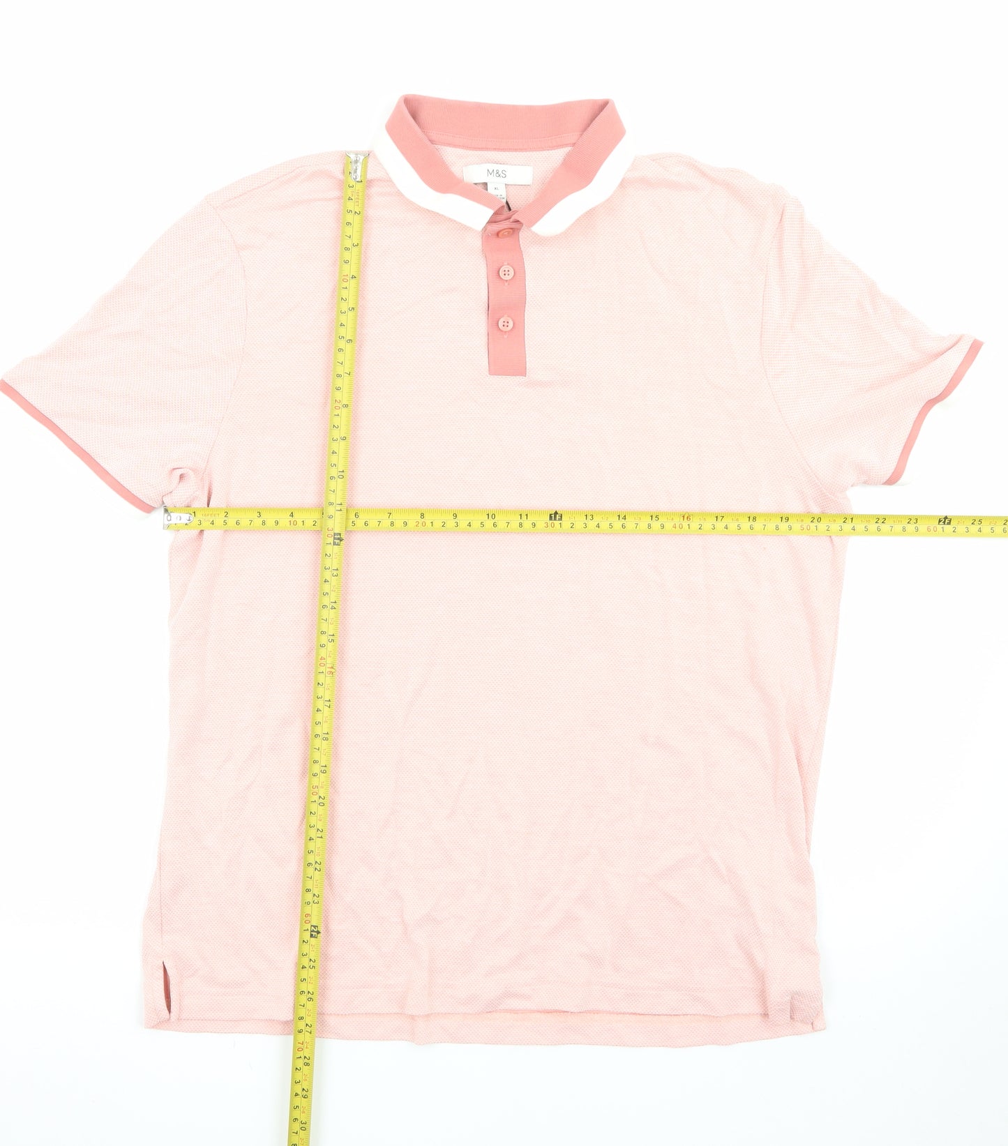 Marks and Spencer Men's Pink Cotton Polo Shirt XL Regular Fit