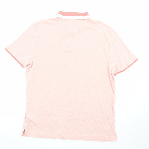 Marks and Spencer Men's Pink Cotton Polo Shirt XL Regular Fit