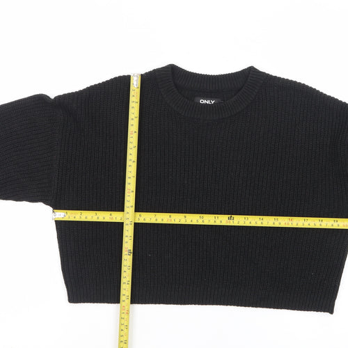 ONLY Womens Black Chunky Knit Crew Neck Long Sleeve Pullover Jumper XS
