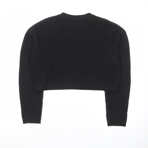 ONLY Womens Black Chunky Knit Crew Neck Long Sleeve Pullover Jumper XS