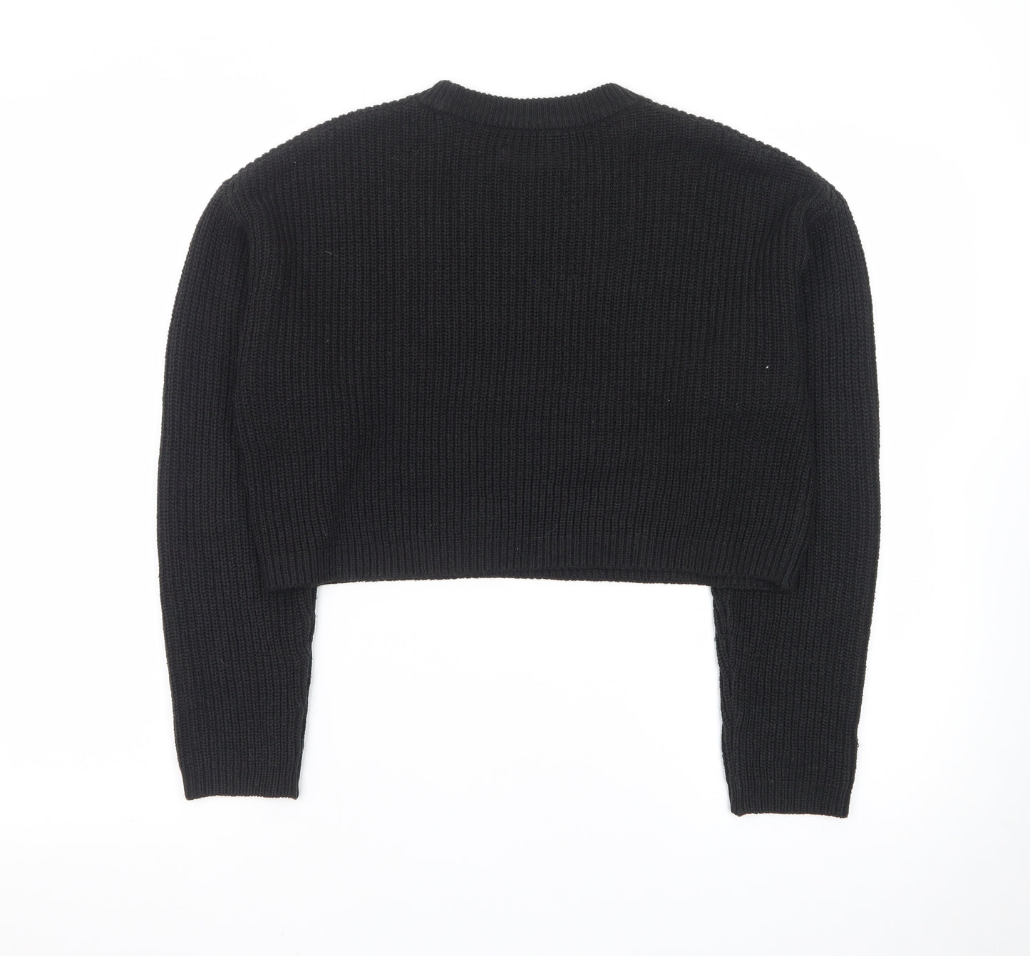 ONLY Womens Black Chunky Knit Crew Neck Long Sleeve Pullover Jumper XS