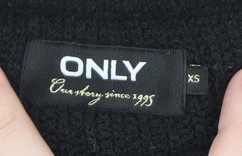 ONLY Womens Black Chunky Knit Crew Neck Long Sleeve Pullover Jumper XS