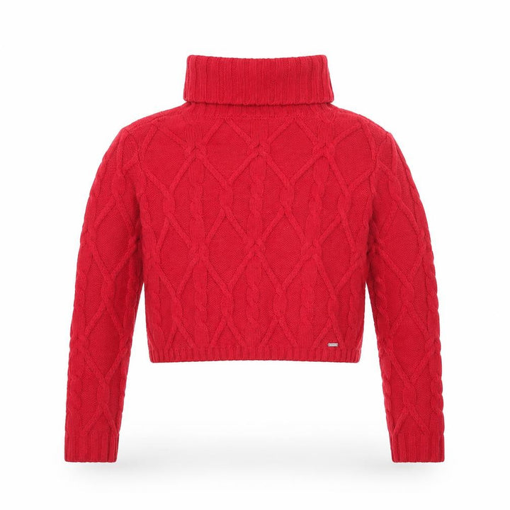 Hollister Women Red Cable-Knit Roll Neck Jumper Size S