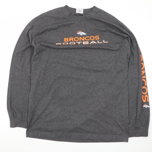 NFL Team Apparel Men's Grey Broncos Long Sleeve T-Shirt Size L