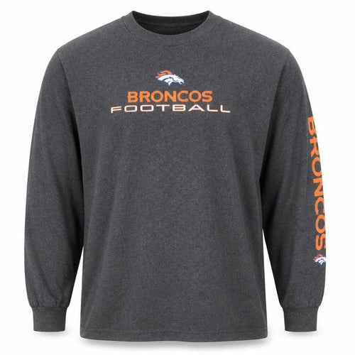 NFL Team Apparel Men's Grey Broncos Long Sleeve T-Shirt Size L