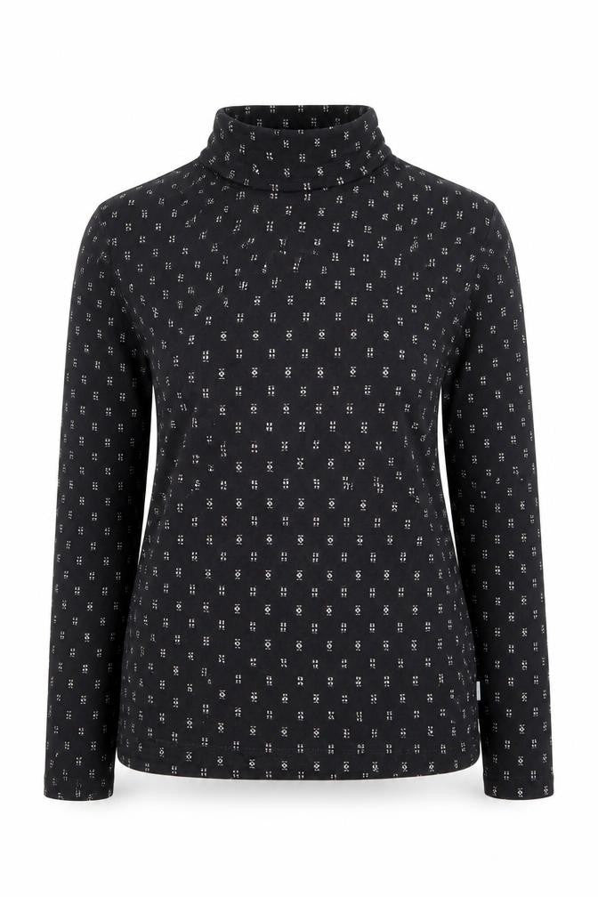 Fat Face Women's Black Long Sleeve Jersey Roll Neck Top UK 12
