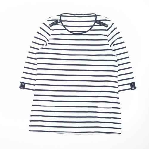 Bonmarché Women’s Striped Shift Dress Size 16 Navy White 3/4 Sleeve Casual