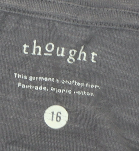 Thought Women’s Grey Organic Cotton Long Sleeve T-Shirt Size 16