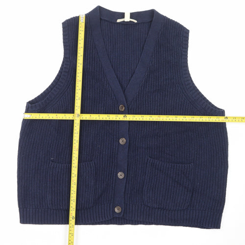 Seasalt Cornwall Women Blue Cotton Knit Vest Jumper Size 22