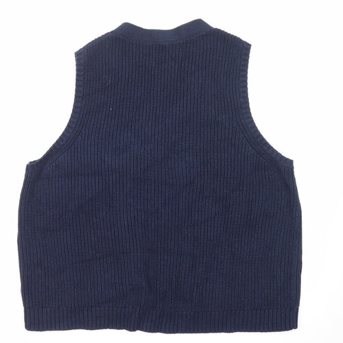 Seasalt Cornwall Women Blue Cotton Knit Vest Jumper Size 22