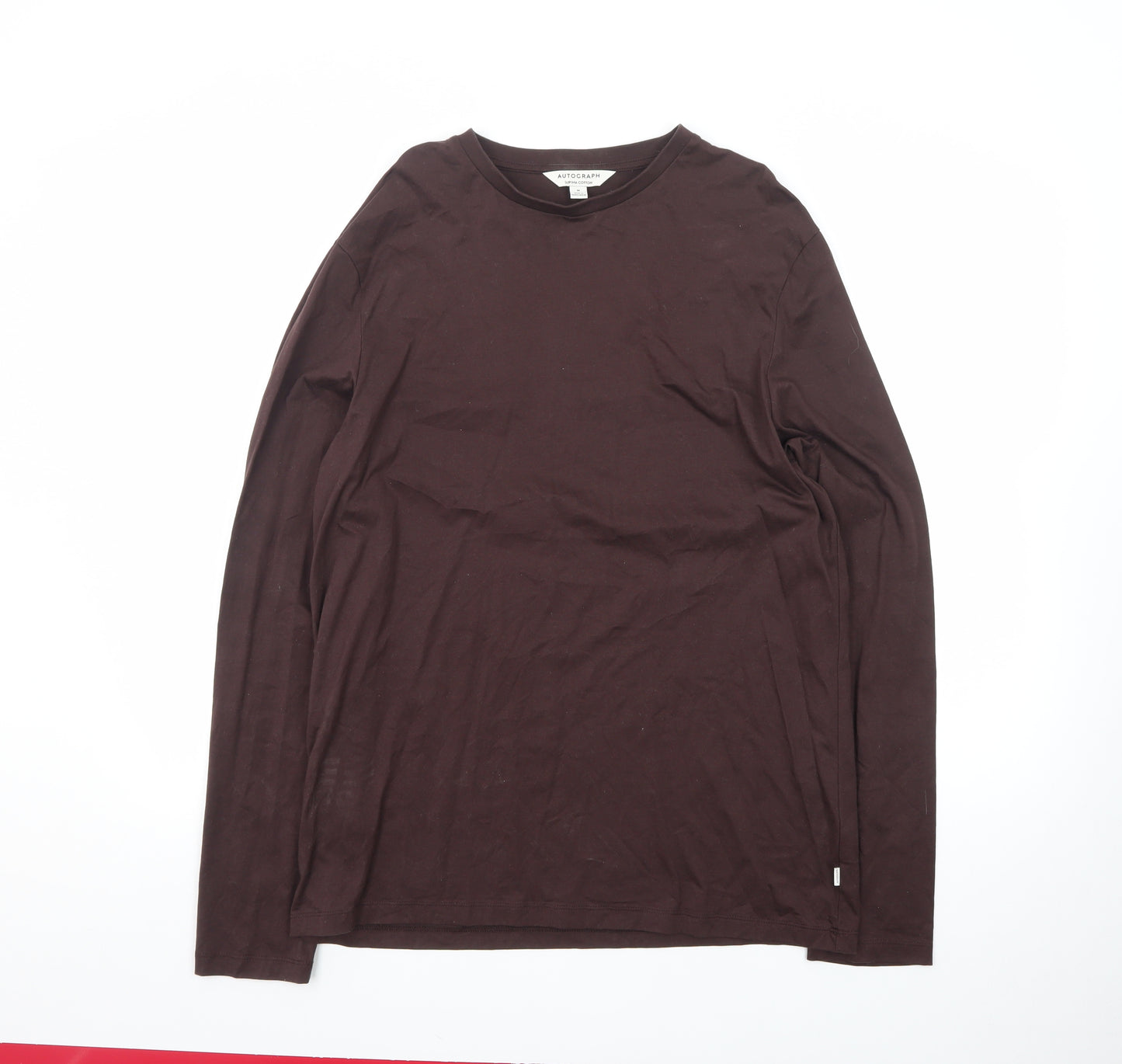 Marks and Spencer Autograph Women's Brown Long Sleeve Cotton T-Shirt - M