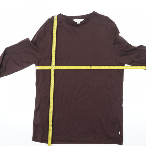 Marks and Spencer Autograph Women's Brown Long Sleeve Cotton T-Shirt - M