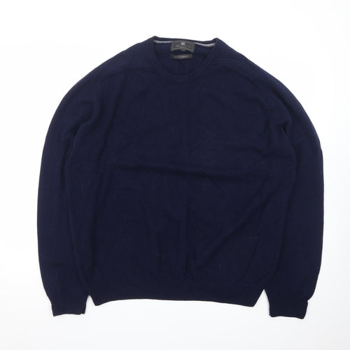 Marks and Spencer Mens Blue Lambswool Regular Fit Jumper XXL