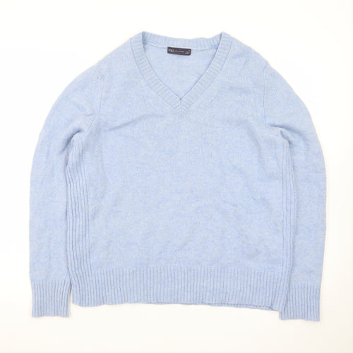 Marks and Spencer Women Blue V-Neck Cashmere Jumper Size 18