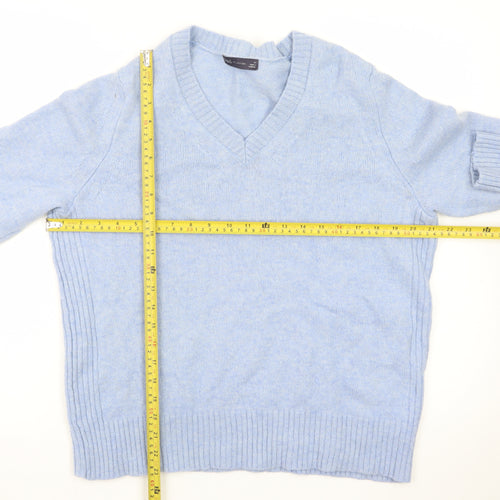 Marks and Spencer Women Blue V-Neck Cashmere Jumper Size 18