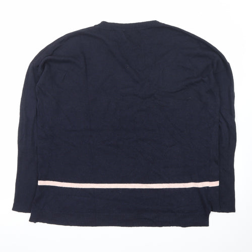 Great Plains Women's Blue Crew Neck Wool Blend Jumper Size S