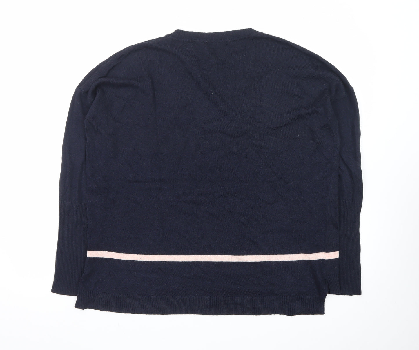 Great Plains Women's Blue Crew Neck Wool Blend Jumper Size S