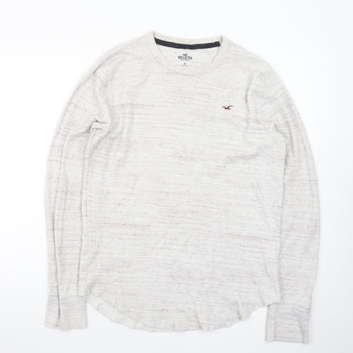 Hollister Men Beige Long Sleeve Crew Neck Classic Fit T-Shirt M