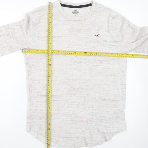 Hollister Men Beige Long Sleeve Crew Neck Classic Fit T-Shirt M