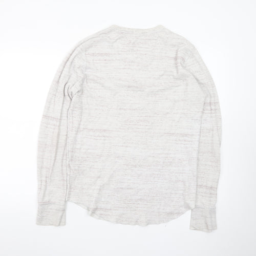 Hollister Men Beige Long Sleeve Crew Neck Classic Fit T-Shirt M