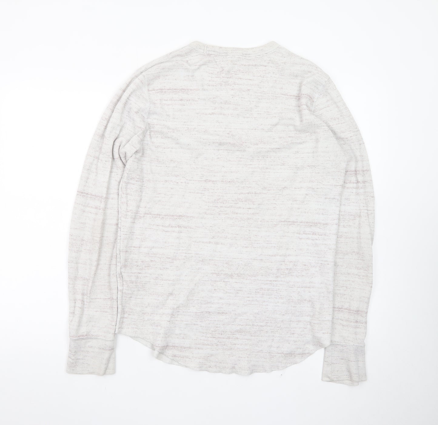 Hollister Men Beige Long Sleeve Crew Neck Classic Fit T-Shirt M