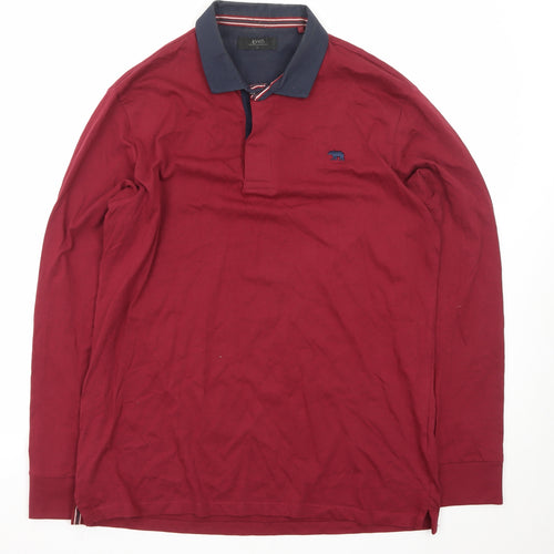 A/W85 Men's Red Long Sleeve Cotton Polo Shirt Size L