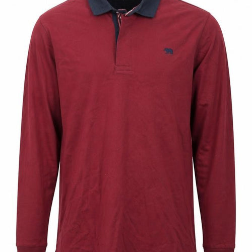 A/W85 Men's Red Long Sleeve Cotton Polo Shirt Size L