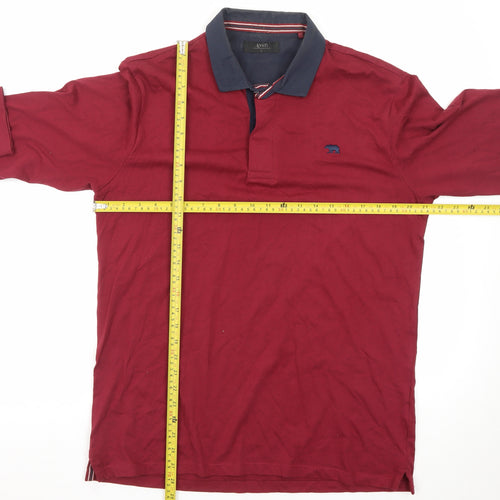 A/W85 Men's Red Long Sleeve Cotton Polo Shirt Size L