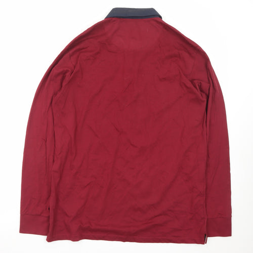 A/W85 Men's Red Long Sleeve Cotton Polo Shirt Size L