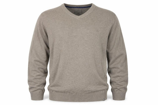 FatFace Men's Brown XXL V-Neck Cotton Jumper Classic Knitwear