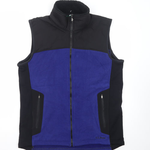 L.L.Bean Men's Blue Black Fleece Bodywarmer Gilet Vest Size L Regular
