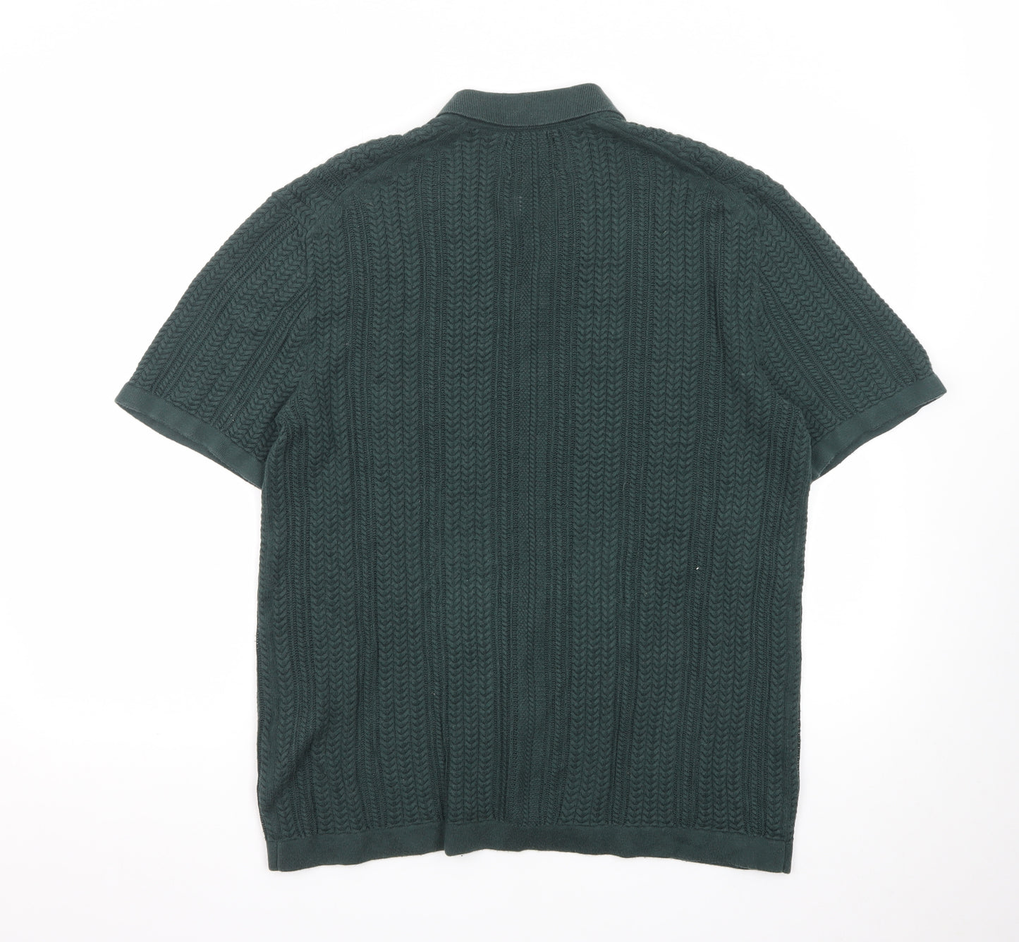 Abercrombie & Fitch Men's Green Knit Button Polo Shirt M
