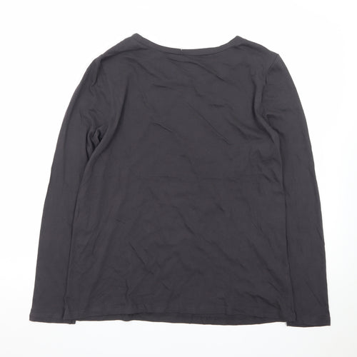 LOFT Women Black Long Sleeve Cotton Pineapple Christmas T-Shirt Size M