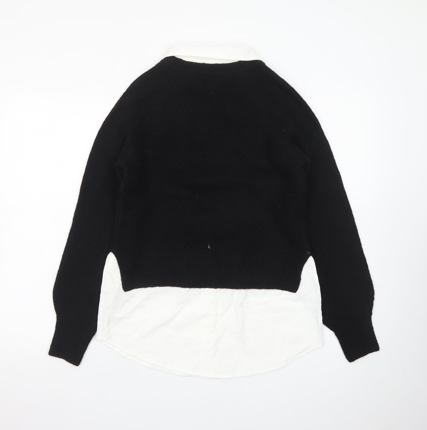 Next Women Black White Collared Pullover Jumper XS Classic Knit