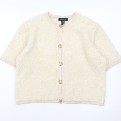 New Look Women Beige Short Sleeve Button Cardigan Size 12