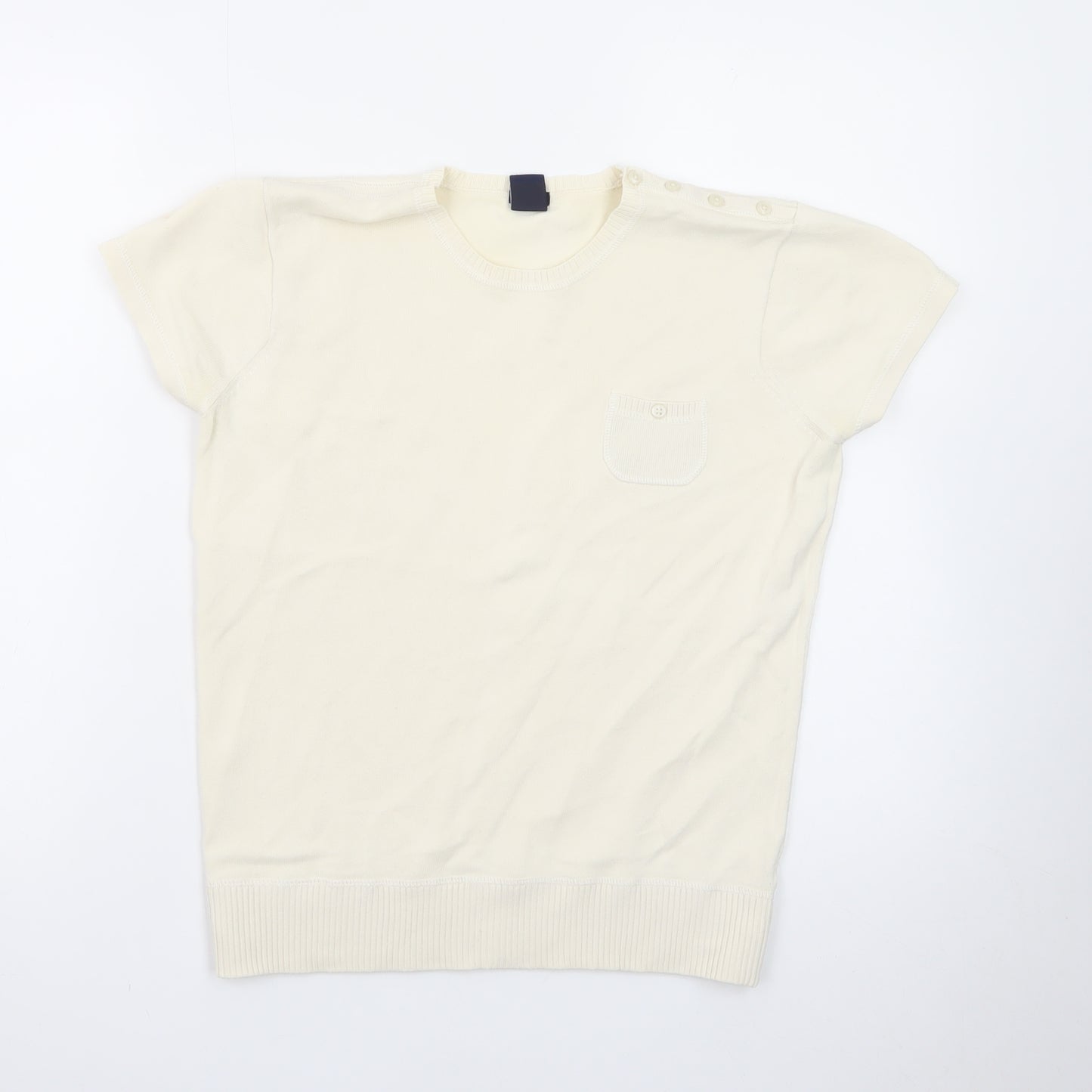 GAP Women Ivory Short Sleeve Knit Pullover Jumper M