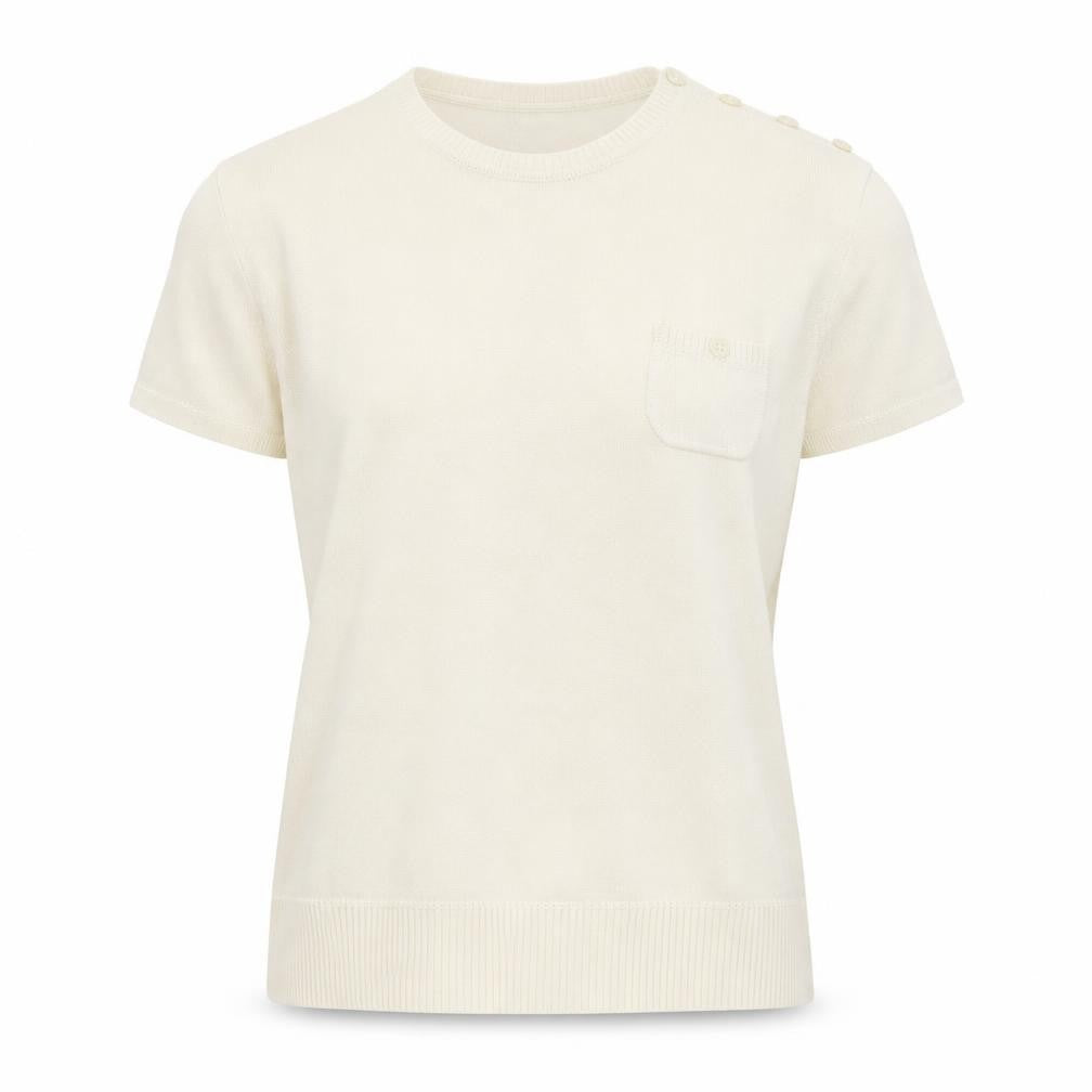Gap Women Ivory Short Sleeve Knit Pullover Jumper M