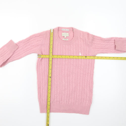 Jack Wills Women's Pink Cable-Knit Cotton Jumper Size 4
