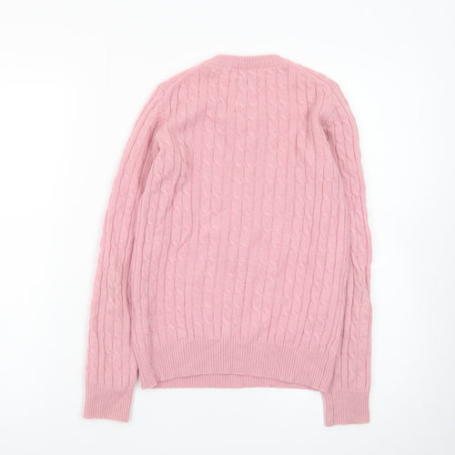 Jack Wills Women's Pink Cable-Knit Cotton Jumper Size 4