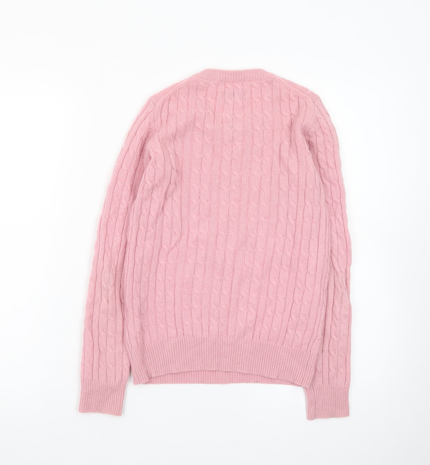 Jack Wills Women's Pink Cable-Knit Cotton Jumper Size 4