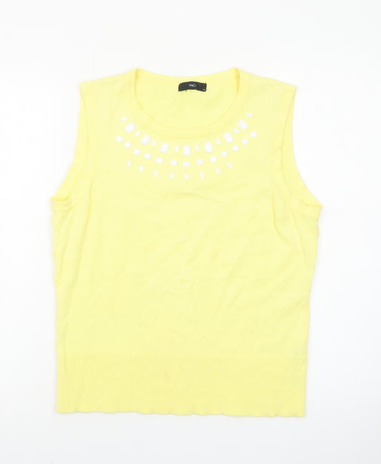 M&Co Women's Yellow Sleeveless Beaded Knit Tank Top Size 14