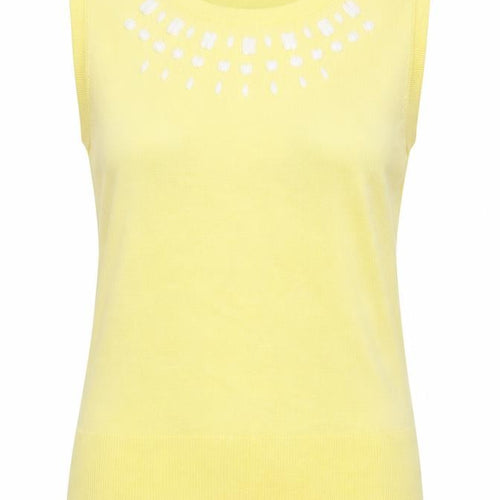 M&Co Women's Yellow Sleeveless Beaded Knit Tank Top Size 14