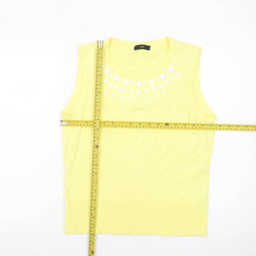 M&Co Women's Yellow Sleeveless Beaded Knit Tank Top Size 14