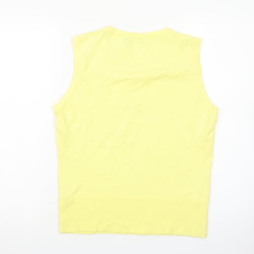 M&Co Women's Yellow Sleeveless Beaded Knit Tank Top Size 14