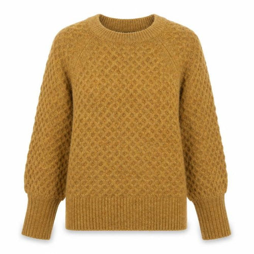 Topshop Women Mustard Cable-Knit Wool Blend Jumper UK 10